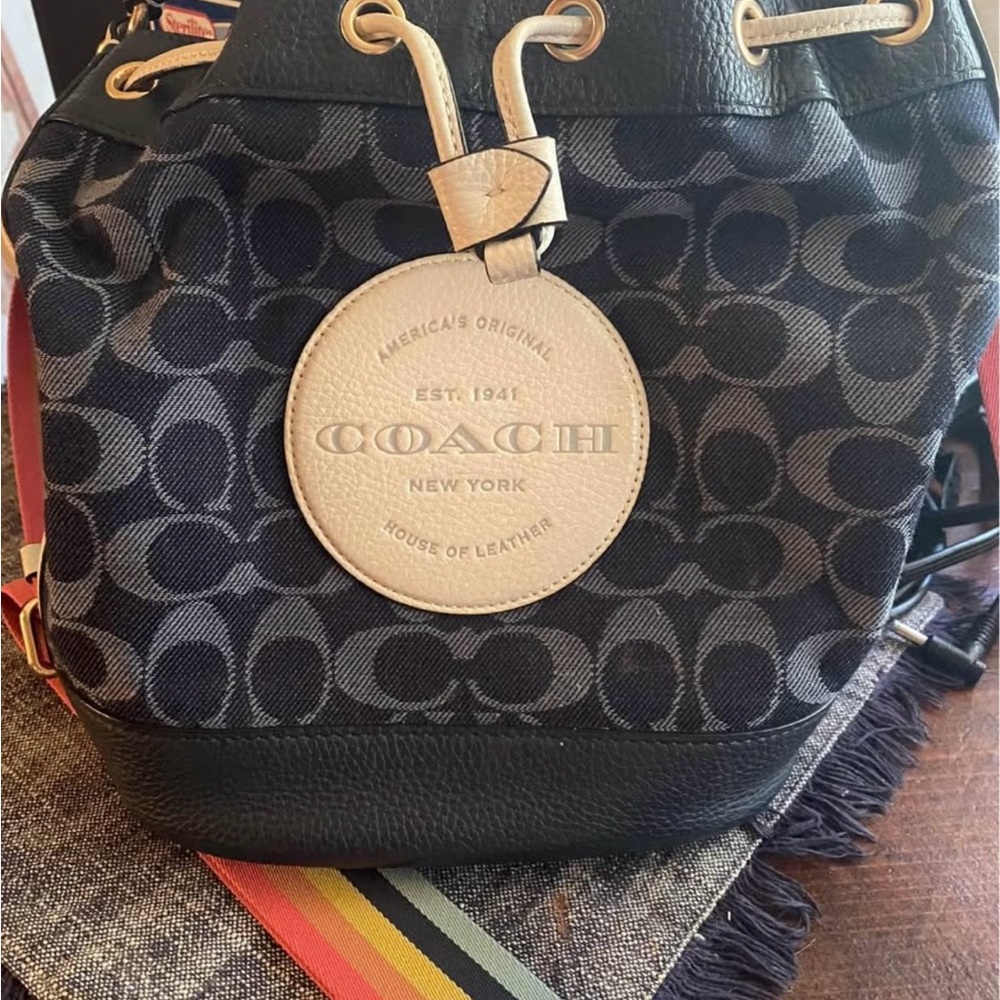 Coach Navy/White Dempsey Bag with matching wallet